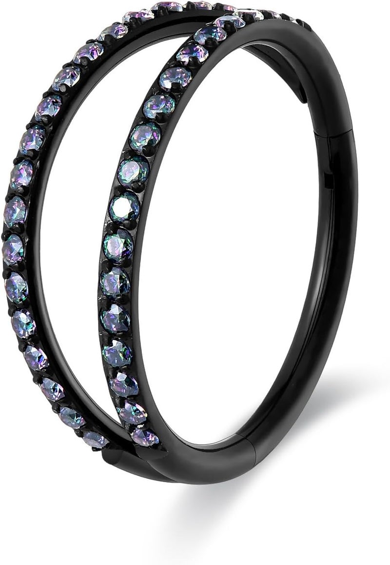 TOMIDES 16G Titanium Cartilage Earring Hoop for Conch Helix Tragus 8mm 10mm 12mm Hypoallergenic Hinged Clicker Nose Rings Septum Piercing Jewelry for Women Men - Image 1